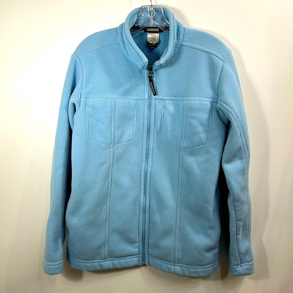 Patagonia Synchilla Women’s Full Zip Light Blue Jacket size Large - Picture 1 of 11